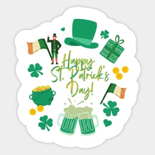 Happy St.Patrick's Day! Funny shamrocks. Sticker